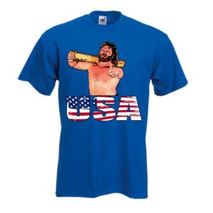 Jim Duggan Hacksaw USA T-Shirt - Striking Shade Of Blue