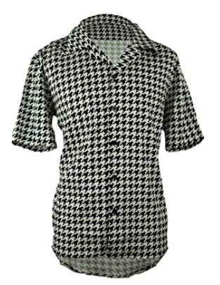 Short Sleeve Houndstooth Shirt -Black And White Lounge Style Comfortable Shirt