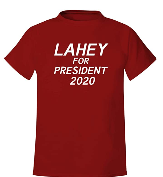 lahey for president 2020 shirt in red blue and black